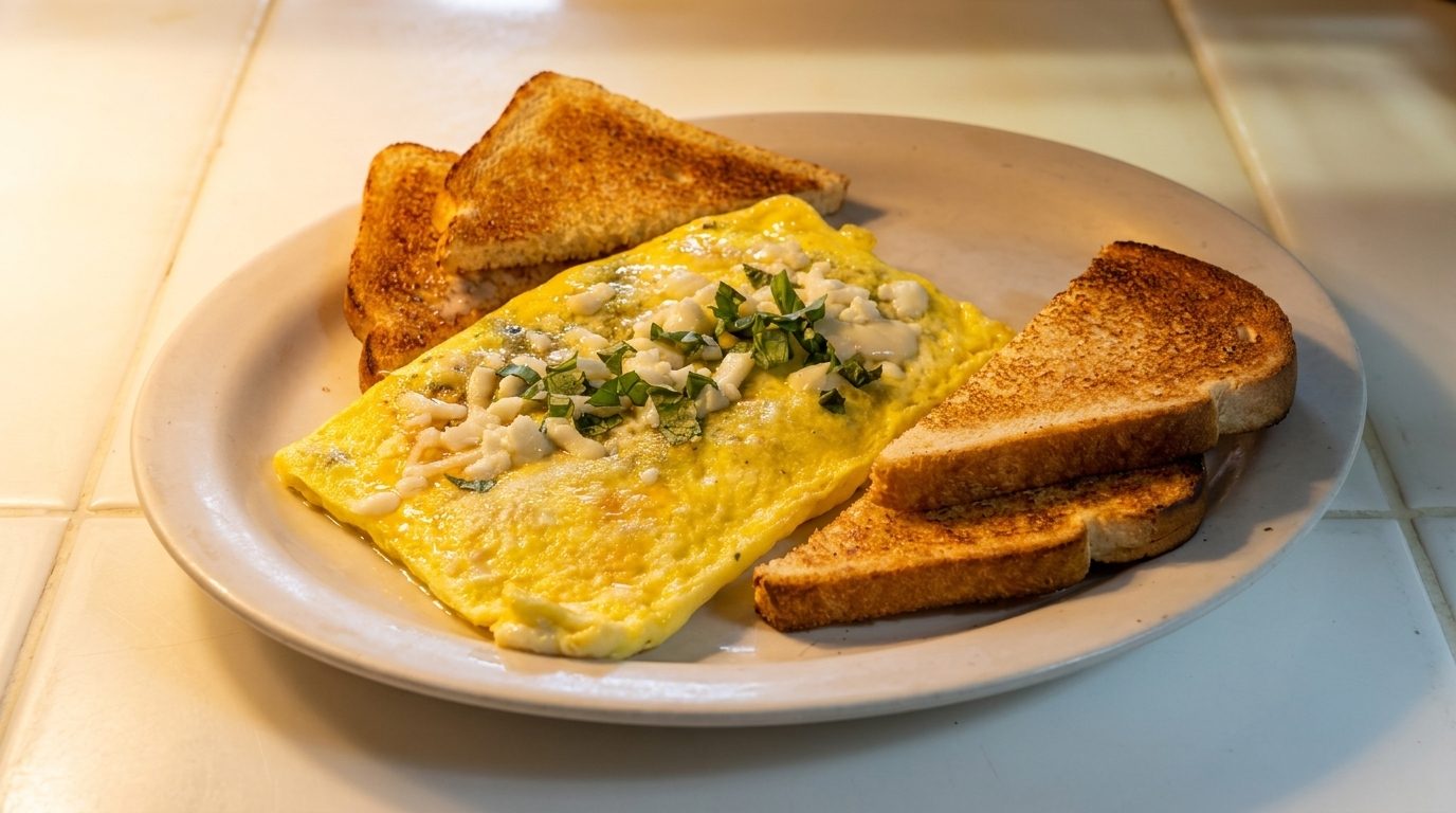 Spinach & Asiago Cheese Omelette.