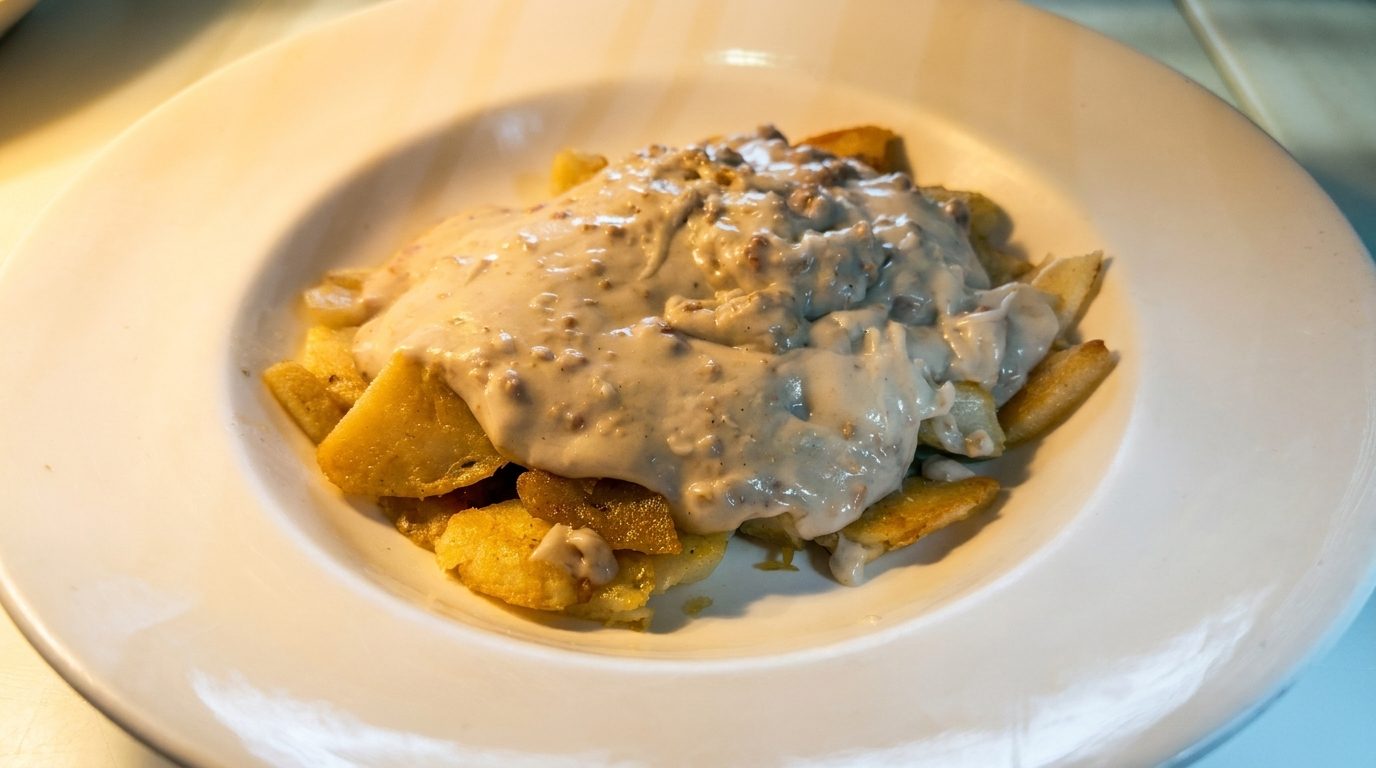 Sausage Gravy over Home-fries.