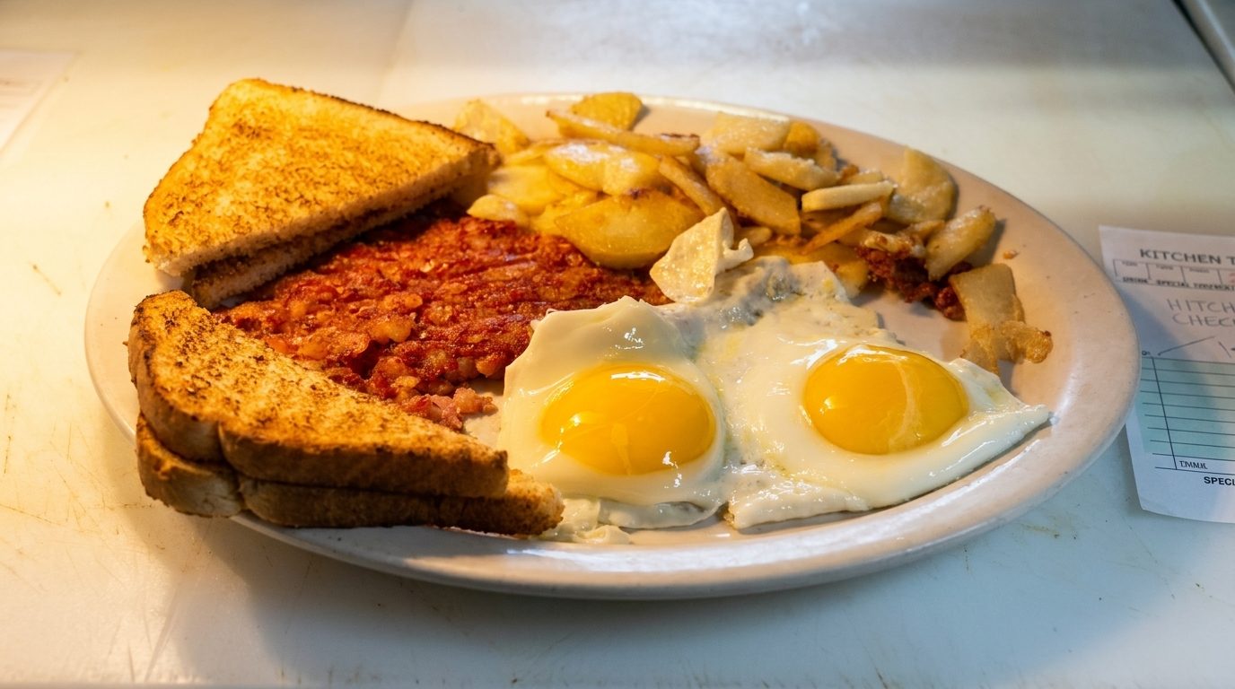 Corned Beef Hash w/2 Eggs, Toast & Jelly.