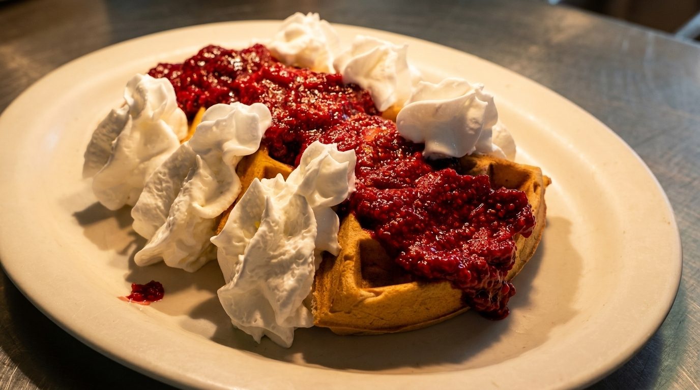 Fruit & Creme Waffles.